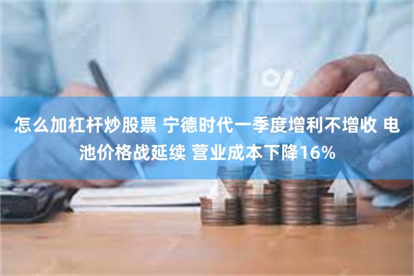 怎么加杠杆炒股票 宁德时代一季度增利不增收 电池价格战延续 营业成本下降16%