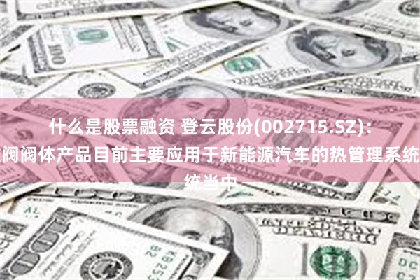 什么是股票融资 登云股份(002715.SZ)：电磁阀阀体产品目前主要应用于新能源汽车的热管理系统当中